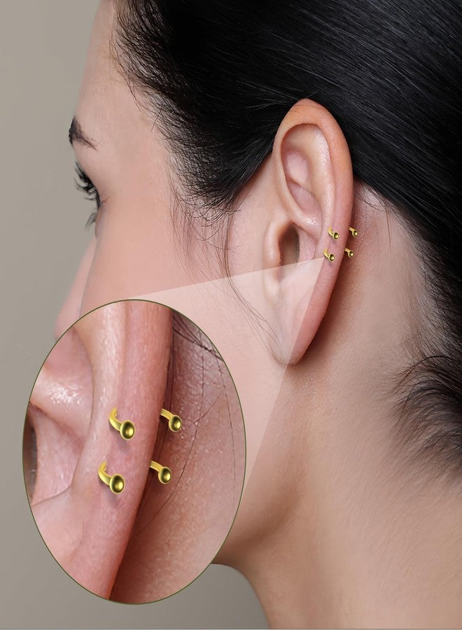 SMLBJUTE 8 PCS 16G Surgical Steel Horseshoe Nose Septum Earrings Eyebrow Lip Retainer Spiral Tragus Puncture Rings 6-12mm for Women Men (Gold) - Image 4